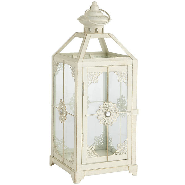 Wrought Iron Glass Retro Candle Holder Courtyard Floor Lantern