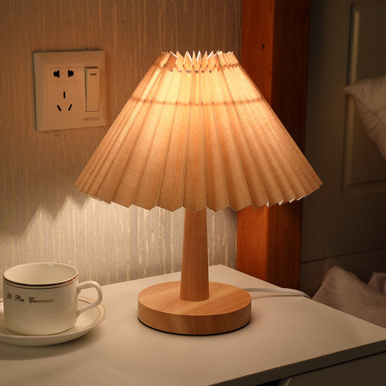 Vintage Pleated Dimmable Korean Table Lighting Decor