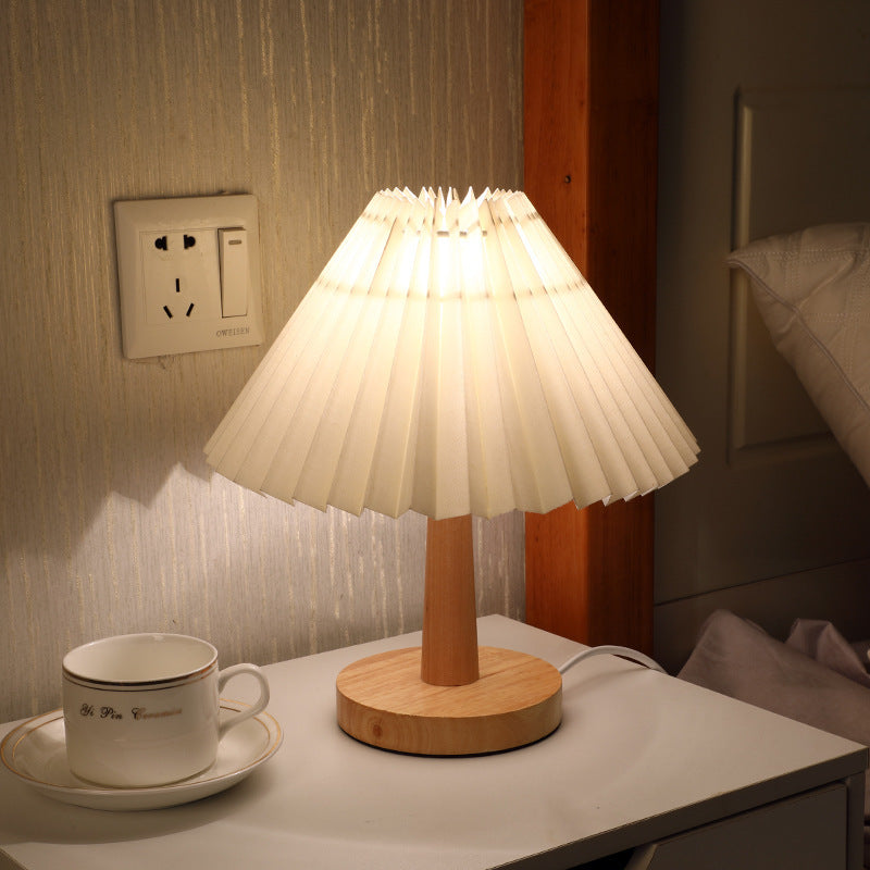 Vintage Pleated Dimmable Korean Table Lighting Decor
