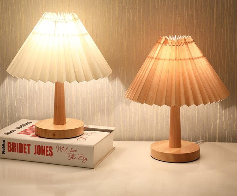 Vintage Pleated Dimmable Korean Table Lighting Decor