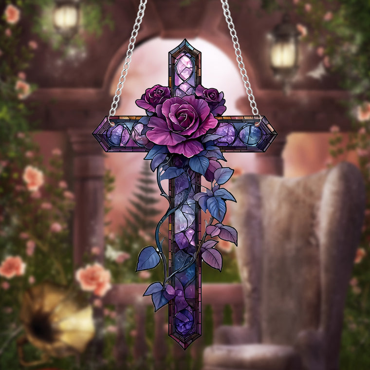 Religious Purple Cross Acrylic Bedroom Decorations