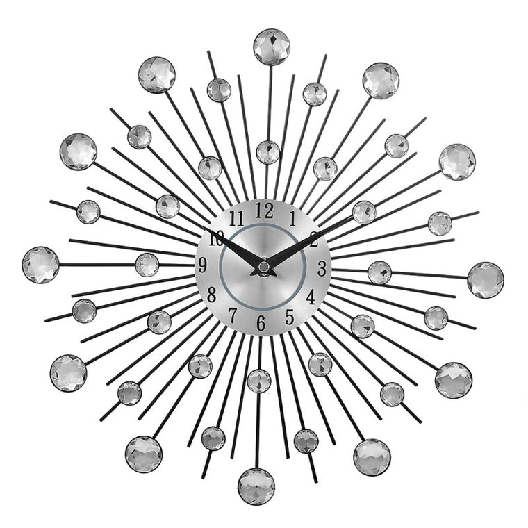Crystal silver wrought iron wall clock