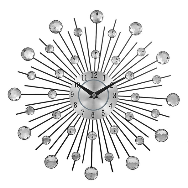Crystal silver wrought iron wall clock